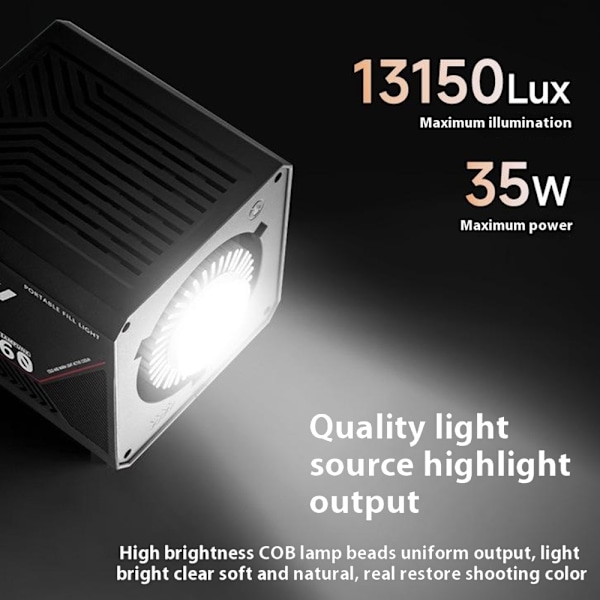 Video Light LED High Power Fyld Light Fotografering Video Shooting Scene Light Black
