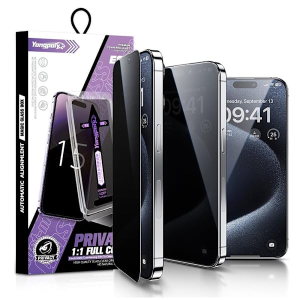 iPhone 17 Anti-spy Privacy Tempered Glass -näytönsuoja Black