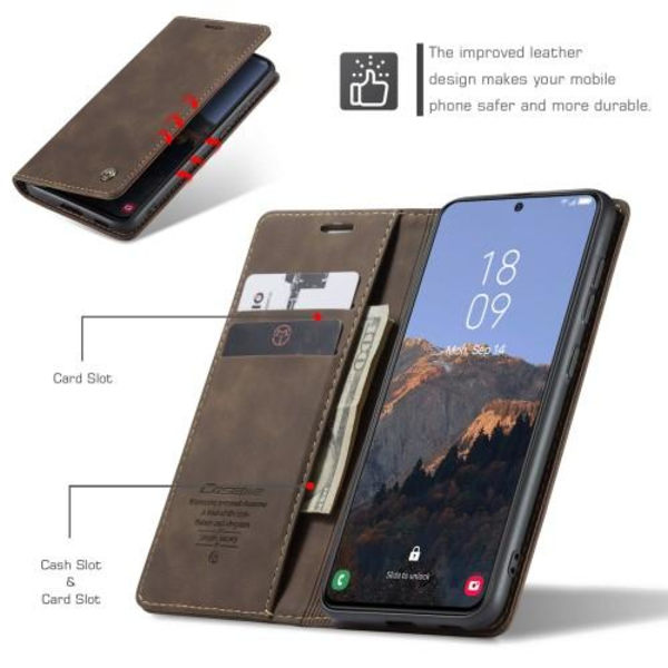 CASEME Retro lompakkokotelo Samsung Galaxy S23: lle - Kahvi Brown