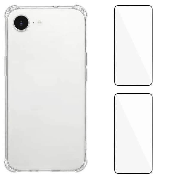 WANLONFENG mobilcover med skærmbeskytter til iPhone 17e / 16e Transparent