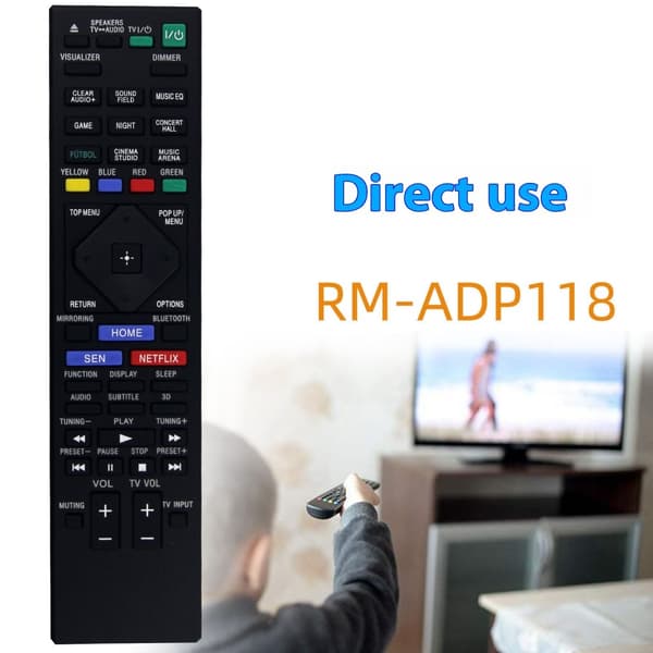 Fjernkontrollerstatning for RM-ADP118 for Sony hjemmekinospiller Black