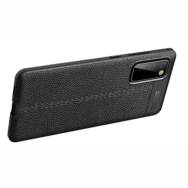 Samsung Galaxy S20 FE TPU Kotelo Kuori Litchi Tekstuuri - Musta Black