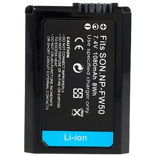 NP-FW50 batteri til Sony A6400/A6000/ZVE 10/A7M2/A6100/A6300/A7R2/A5100 osv Black