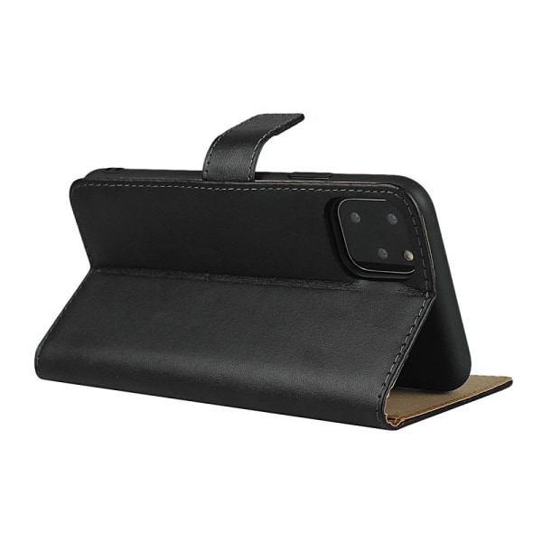 For iPhone 11 Split Leather Wallet Stand Case - Black Black