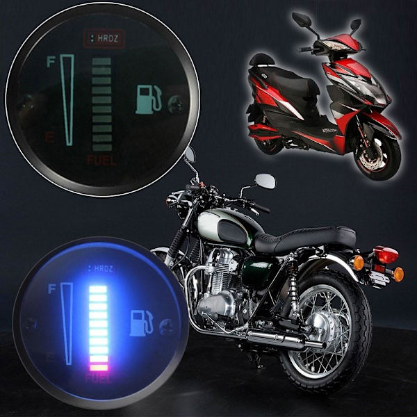 Motorcykel Modifierad Bränslemätare 52MM 12V DC Universal LED Svart
