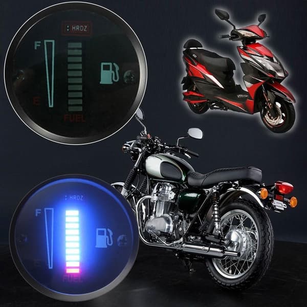 Motorsykkel modifisert drivstoffmåler 52MM 12V DC Universal LED Black