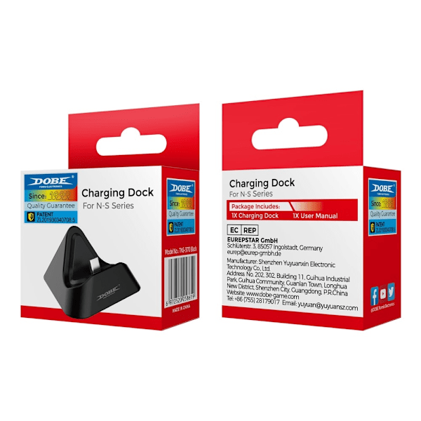 Ladestasjon for ladestasjon kompatibel med Nintendo Switch 1 + 2 + OLED Black