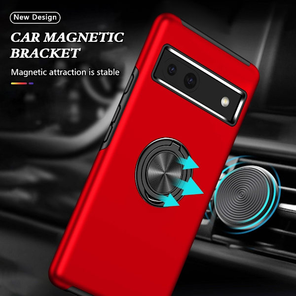 Til Google Pixel 8a Fingerring Kickstand Hybrid Taske Red