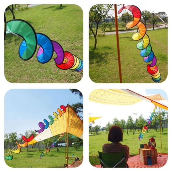 1,6 m Pride Rainbow spiral vindspinner telt flagg dekor Black