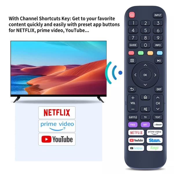 Fjärrkontroll Ersättning för EN2AB30H För Hisense Smart Tv Svart
