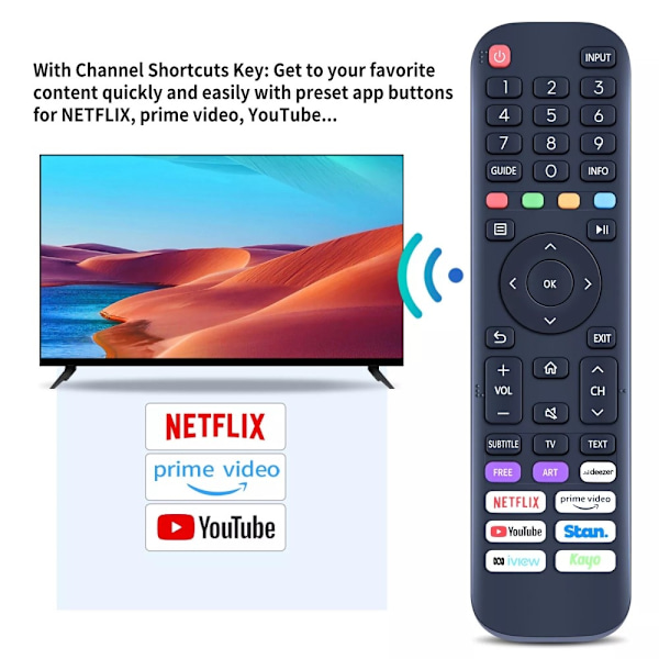 Fjernkontrollerstatning for EN2AB30H For Hisense Smart Tv Black