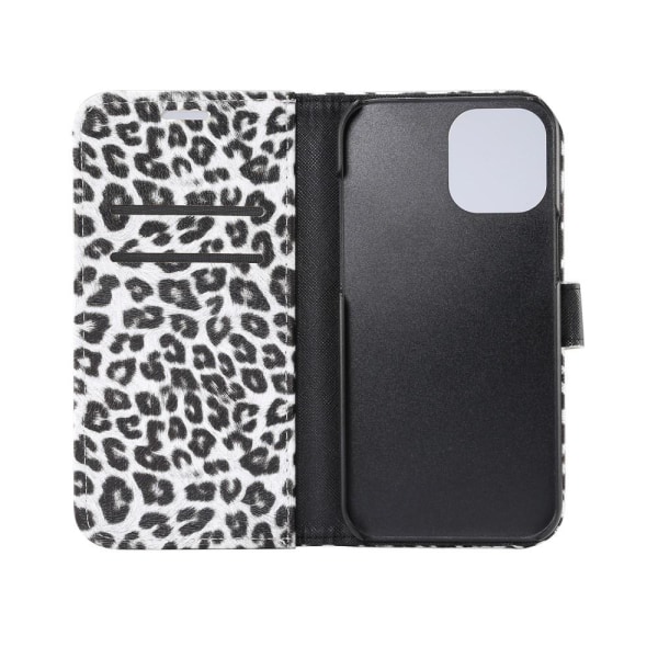 Leopardikuvioinen lompakkokansi iPhone 12/12 Prolle White
