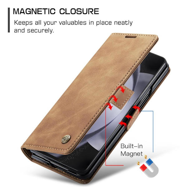 CASEME plånboksfodral Samsung Galaxy Z Fold 5 Ljusbrun