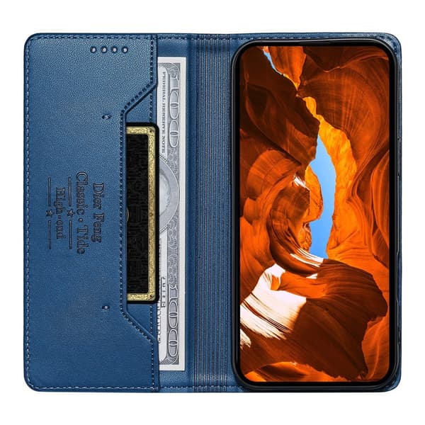 DIERFENG Puhelimen lompakkokotelo värisommitellulla logolla Google Pixel 11 ja 11 Pro Blue
