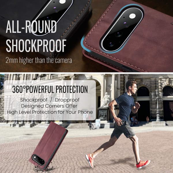 CASEME Telefonlommebokdeksel med stativ til Google Pixel 11 Pro og Google Pixel 11 Brown