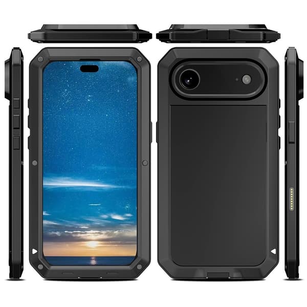 Heavy Duty Robust Hybrid Cover Shell + hærdet glas til iPhone Air Black