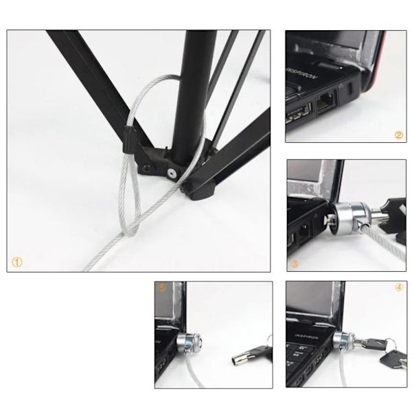 Security Lock Anti-theft Security Hardware Cable Lock Kit with 1.8m Sturdy Cable
