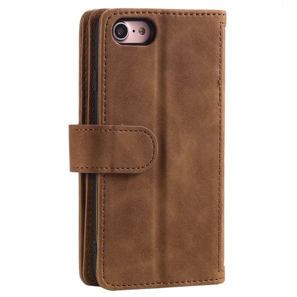 Til iPhone 17e / 16e Etui med Lynlåslomme og 9 Kortlommer Brown