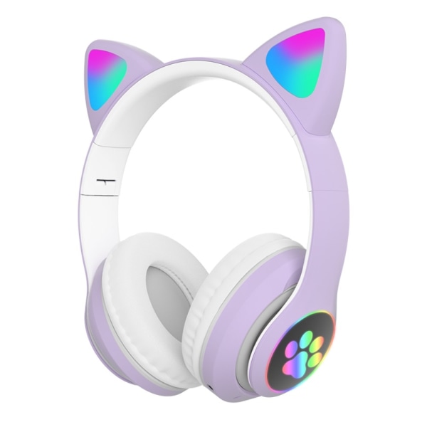 Bluetooth Over Ear Music Headset Glowing Cat Ear - Lila Lila