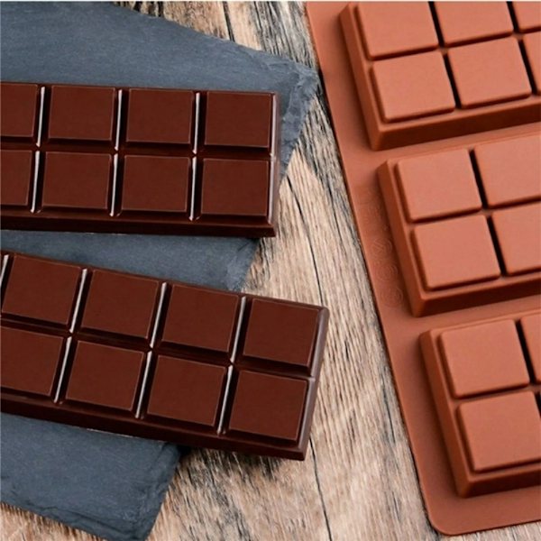Rektangulær chokoladeform bageform med 10 hulrum i silikone Brown