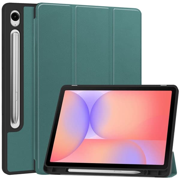Trifoldet stativ Smart Taske til Samsung Galaxy Tab S10 Lite Green