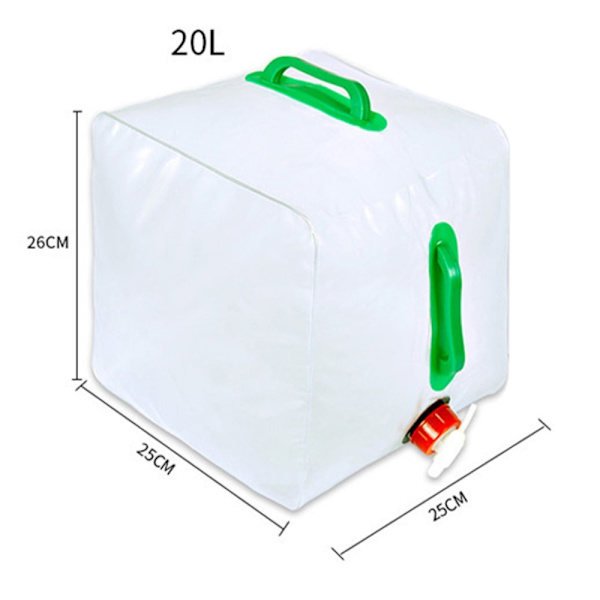 Vikbar vattenbehållare Nöd Överlevnad Vattenförvaring - 20L Transparent