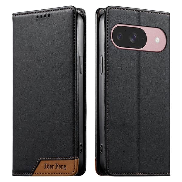 DIERFENG Puhelimen lompakkokotelo värisommitellulla logolla Google Pixel 11 ja 11 Pro Black