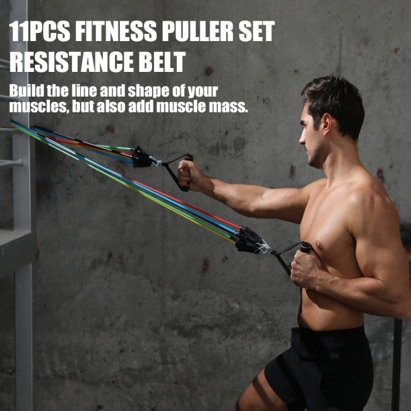 Fitness Puller Resistance Belt Training Elastic Gym Bodybuilding Black