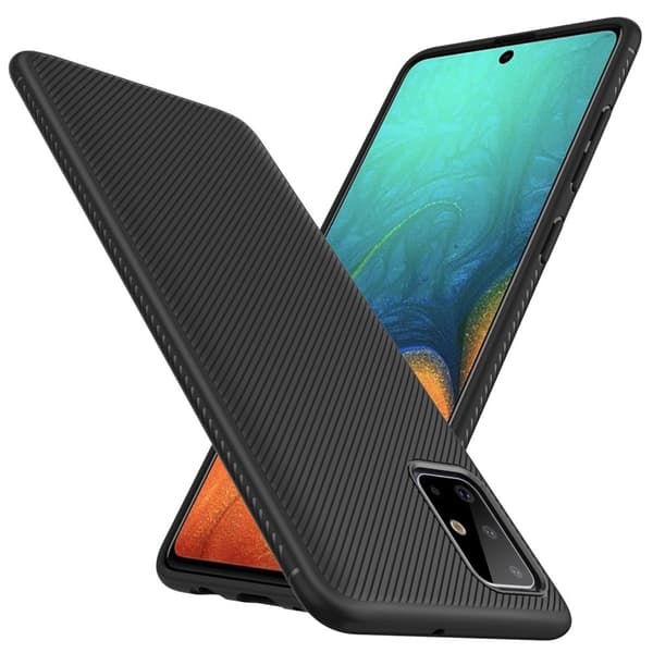 Jazz Twill Texture TPU Kansi - Samsung Galaxy A71 - Musta Black