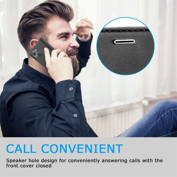 LC.IMEEKE Magnetisk telefontaske til iPhone 15 Stand Wallet Cover Black