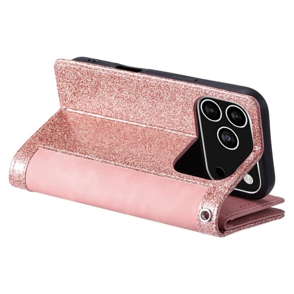 Til iPhone 17 Pro  Etui med Lynlåslomme og 9 Kortlommer Pink