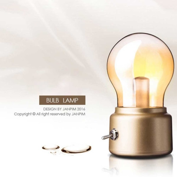 Retro glödlampa för sängbord LED-lampa Uppladdningsbar Guld