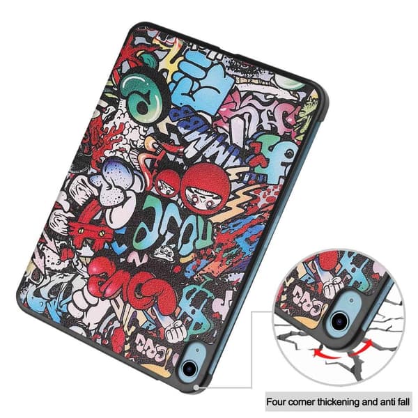 Apple iPad 10.9 2022 Trippeldeksel med smal passform - Graffiti Multicolor