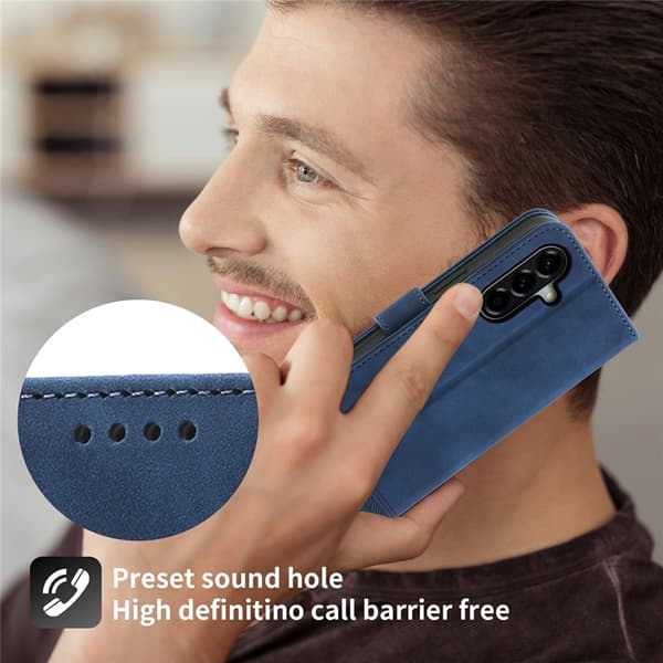 DIERFENG Til Samsung Galaxy A57 5G Pungcover med Stander og Håndledsrem Blue
