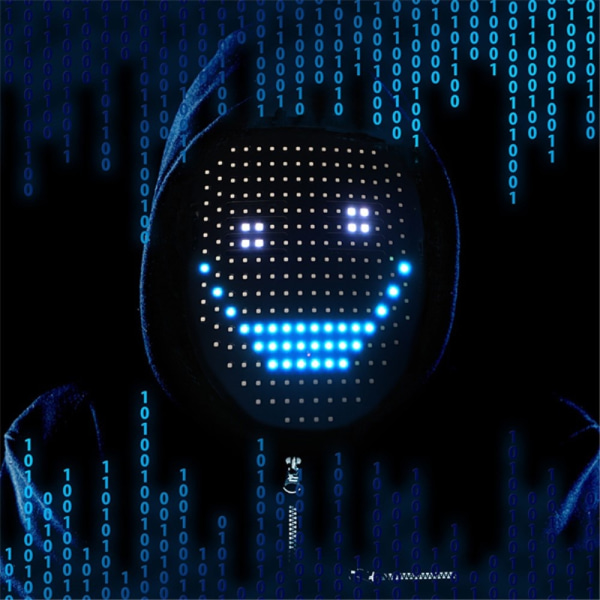 RGB LED Mask Gesture Face-Changing Glowing Mask Halloween Party Black