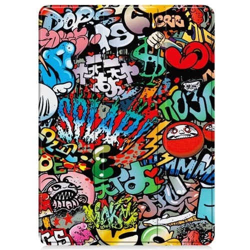 Til OnePlus Pad 2 Tri - fold Stand Wake/Sleep Cover Tabletetui - Graffiti Multicolor