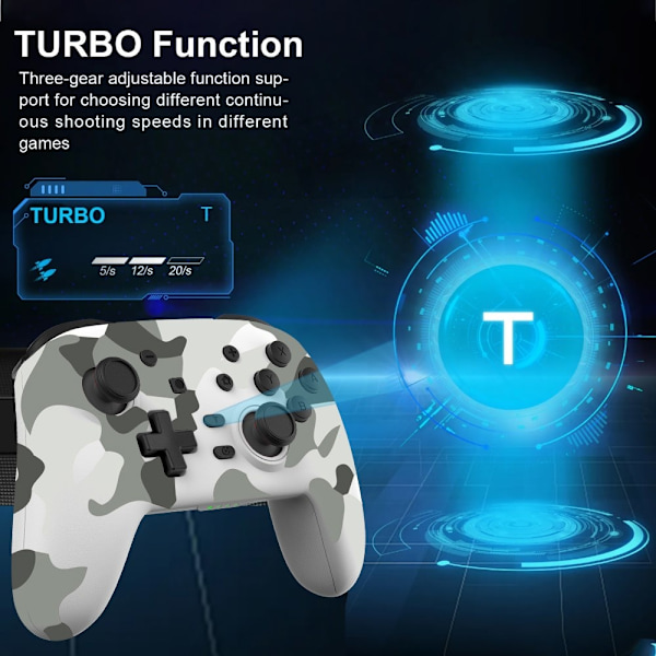 Kompatibel med Nintendo Switch Bluetooth Controller Gamepad Turbo Funktion Black