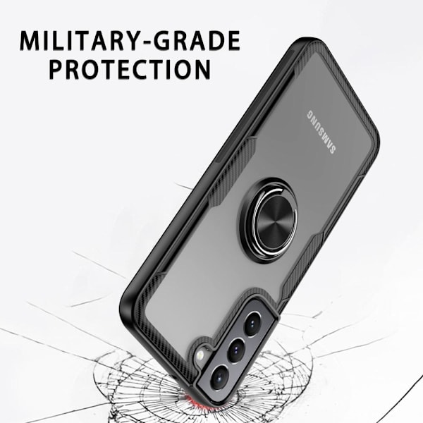 Samsung Galaxy S22 5G Fingerring Kickstand Hybrid Taske - Sort Black