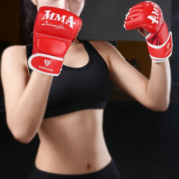 Boxning Handskar MMA Fighting Kickboxning Muay Thai Träning Vuxe Röd
