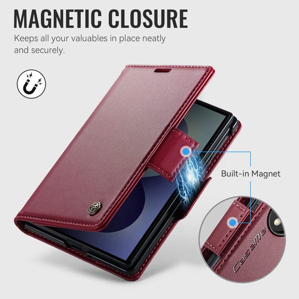 CASEME Glanset telefonlommebokdeksel til Samsung Galaxy Z Fold8 Red