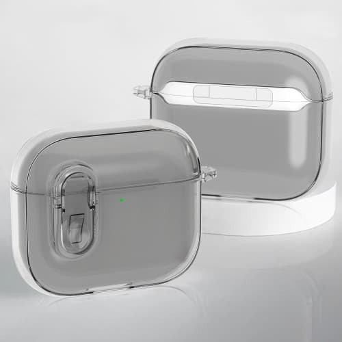 Til AirPods 4 Hovedtelefoner Etui Snap Switch Ice Crystal Clear Shell - Gennemsigtig Grå Grey