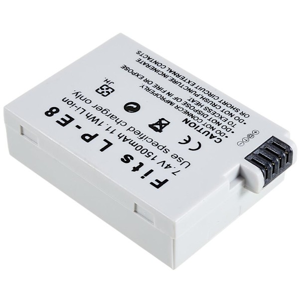 LP-E8 Li-ion batteri for Canon EOS 550D / 600D / 650D / 700D / 60D osv White