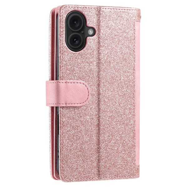 Til iPhone 17 Etui med Lynlåslomme og 9 Kortlommer Pink