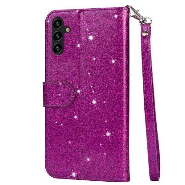 För Samsung Galaxy A56 5G Ställbart Glitterfodral med Dragkedjeficka - Purple Lila