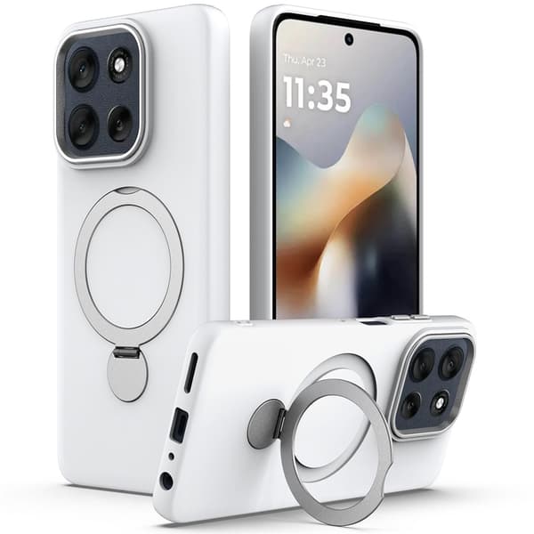 Magnetisk deksel med roterende ring for Motorola Edge 70 5G White