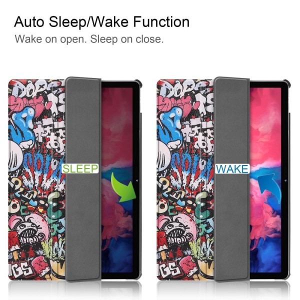 Tri-fold Stand Cover for Lenovo Tab P11 TB-J606F - Graffiti Multicolor