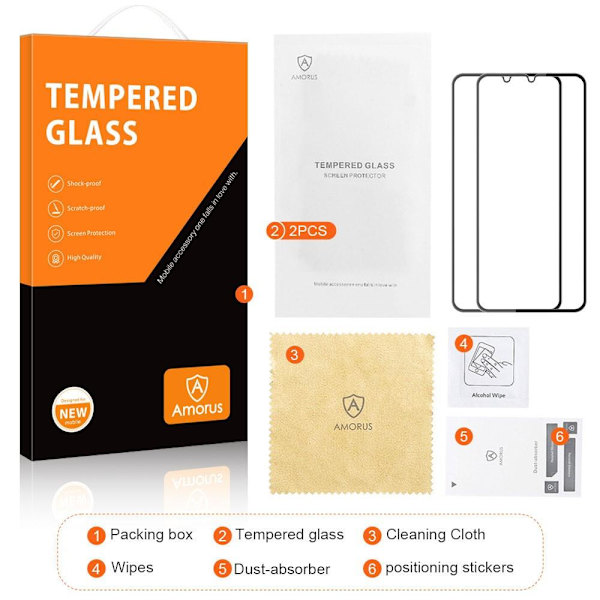 Samsung Galaxy A34 5G Amorus Heltäckande Härdat Glas 2-pack Transparent
