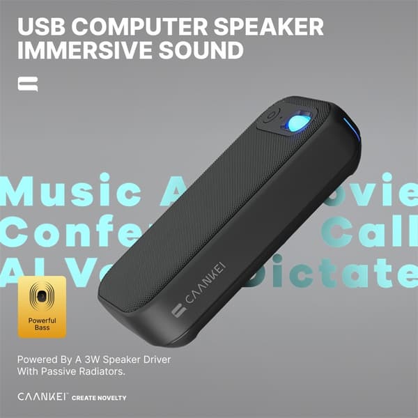 Konferencehøjttaler RGB-lys USB-C kablet computerhøjttaler med mikrofon Black