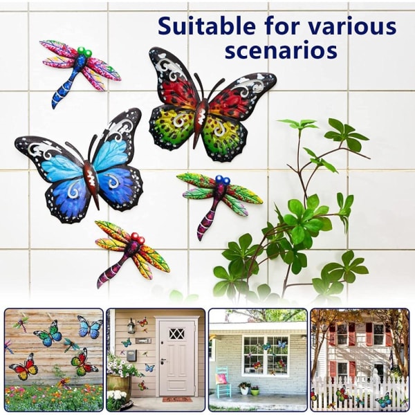 Art 3D Butterfly Seinään ripustettava sisustus Puutarhapihan kotikoriste - punainen- Red