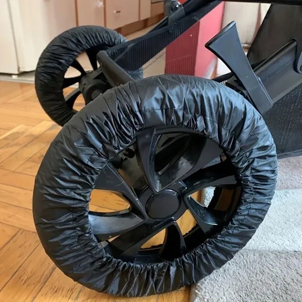 2 st Skydd Hjul Barnvagn Oxford-tyg mot smuts storlek S för 14-16cm framhjul Svart